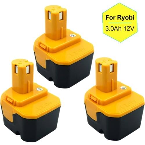3PCS B-1230H 12V 3000mAh NI-MH Replacement Battery for Ryobi Power Tools B-1222H B-1220F2 B-1203F2 BID1240 CTH1201 TF1100