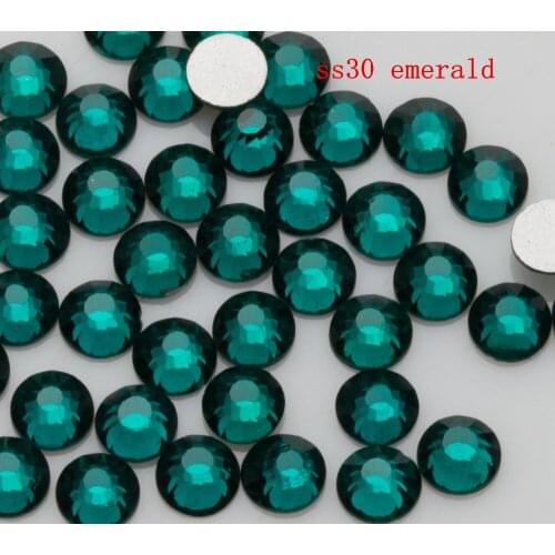 Free Shipping 288pcs/Lot ss30(6.4-6.6mm) Emerald Flat Back Nail Art Non Hot Fix Glue on Rhinestones