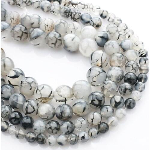 15"(38cm) Strand Round Natural Black Evil Agate Stone Rocks 4mm 6mm 8mm 10mm 12mm Gemstone Beads for Bracelet Jewelry Making