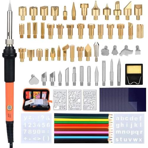 84pcs 60W 110V Electric Soldering Iron Carve Pyrography Tool Wood Burning Embossing Hand Engraving Pen DIY Set