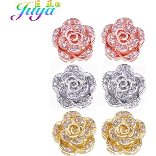 Handmade DIY Jewelry Components Supplies Gold/Rose Gold CC Camellia Flower Decorative Charm Jewelry Connector Accessories