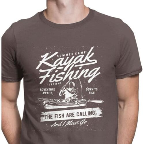 Kayak The Fish Are Calling Tshirt Men Humorous Tee Shirt Round Neck Funny Fisherman Tees Clothing Plus Size