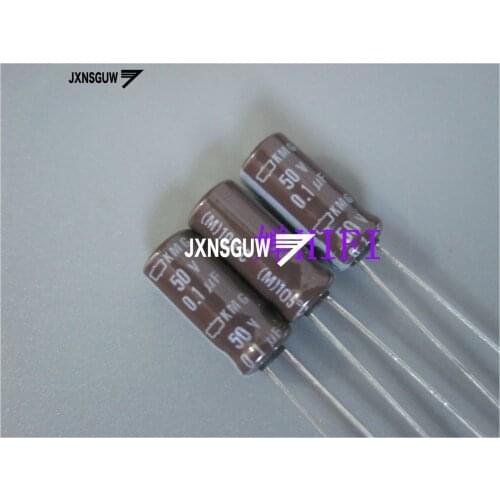 20PCS NIPPON KMG 50V0.1UF 5X11MM NCC long life electrolytic capacitor 0.1UF/50V CHEMI-CON 105 degrees 0.1uF 50V