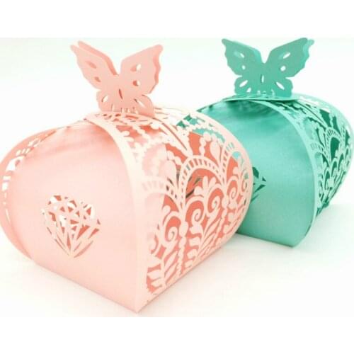 50Pcs Butterfly Box Wedding Candy Boxes Laser Cutting Elegant Luxury Party Supplies Paper Candy Bag Guests Gift Sugar Box7ZSH137