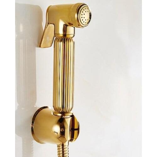 Bathroom Gold Shower Head Set With ABS Holder And 1.5 M Plumbing Hose Rainfall hand held Shower Head Water Saving