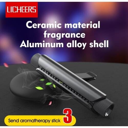 Licheers Luxury Car Air Vent Perfume Aluminum Alloy Design Car Air Freshener Perfumes With 4 Solid Essential Oil Car Holder