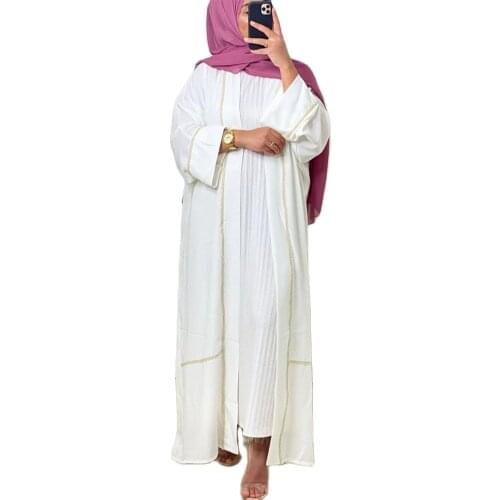 Muslim Abaya Dress For Women Moroccan Kaftan Robe Turkish Islamic Jalabiya Fashion Ribbon Muslim Dubai Arabic Cardigan Robe