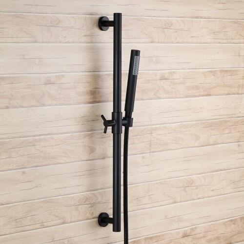 Matte Black Metal SUS304 Stainless Steel strong round stainless steel Hand Shower Head with Adjustable Slide Bar-D43541