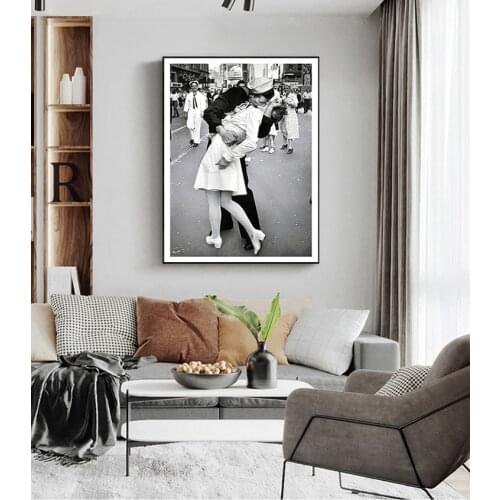 Picture Print Home Wall Art Cuadros Decoration No Frame Vintage Art Black And White Victory Kiss Poster New York Canvas Painting