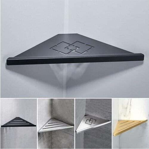 Black Gold Wall Mounted Corner Storage Rack For Bathroom Shelves Shampoo Shower Gel Basket Hanger Kitchen Accessories Toiletries