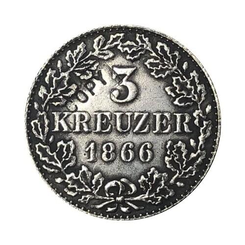1866 German 3 Kreuzer coins COPY 17MM