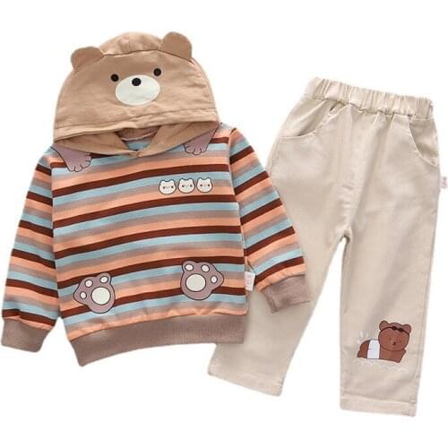 New Spring Autumn Baby Girls Clothes Suit Children Boys Striped Hoodies Pants 2Pcs/Sets Toddler Sports Clothing Kids Tracksuits