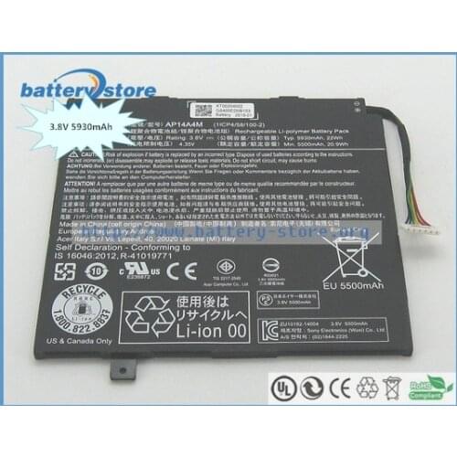 New Genuine laptop batteries for AP14A4M,A3-A20-K3BG,ICONIA TAB 10 A3-A30,Switch 10 SW5-012-15RJ,3.8V,2 cell