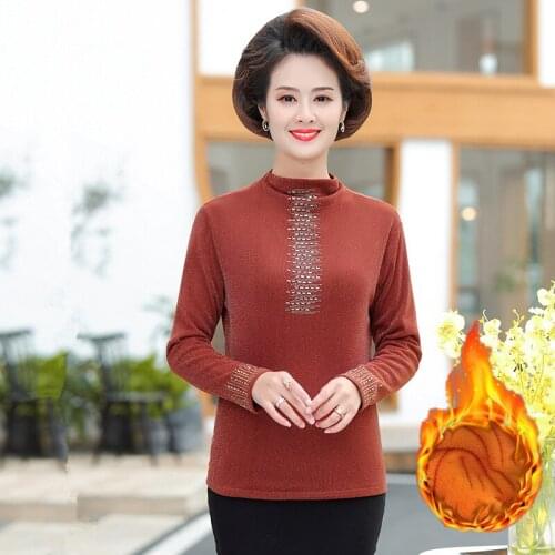 Fall Winter Thick Turtleneck Diamond Tops For Women Long Sleeve T Shirt Casual Slim Basic Pullover 2021 Warm Velvet Tees Shirts
