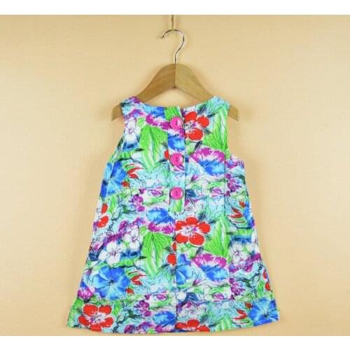 Little girl dress Flower Painting girl dresses new fashion 2018 100% cotton floral dresses children dresses