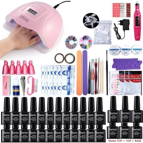 Complete Nail kit With LED Lamp For Drying Nails 24/12 Color Gel Nail Polish Manicure Set Electric Nail Drill Machine Art Tool