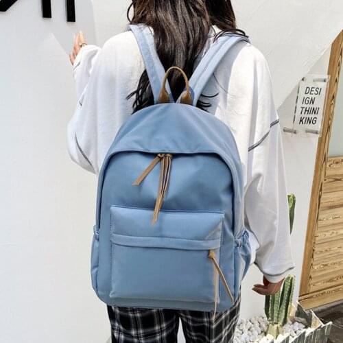 Casual Nylon Women Backpack Large Capacity Solid Color Backpack Female Laptop Bag Teenagers Girls School Bags Female Travel Bag