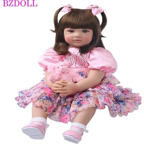 24" Silicone Reborn Toddler Baby Doll Toys 60cm Princess Girl Like Alive Bebe Girls Brinquedos Limited Collection Birthday Gift