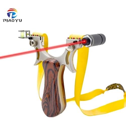 Alloy Slingshot + Plastic Patch High Quality Outdoor Shooting Slingshot with Red Laser Sight High Precision Hunting Catapult Set