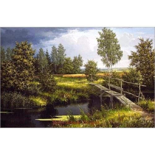 Needlework for embroidery DIY DMC color High Quality - Counted Cross Stitch Kits 14 ct Oil painting - Small Wooden Bridge