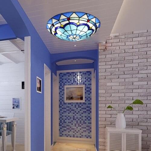 Mediterranean stained glass tiffany Ceiling lights suspension lamp bedroom kitchen bar lighting