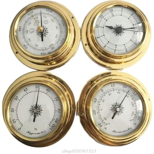 4 Inches 4 PCS/set Thermometer Hygrometer Barometer Watches Clock Copper Shell Zirconium Marine for Weather N05 20 Dropship