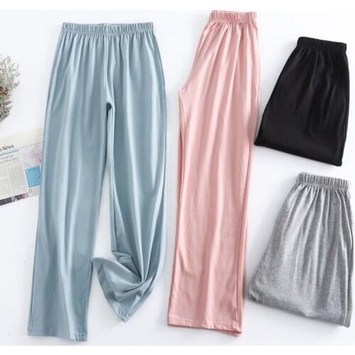 Comfortable Sleep Bottoms Cotton Solid Color Womens Trousers Spring Summer Autumn Sleepwear Loose Casual Home Pajamas Pants