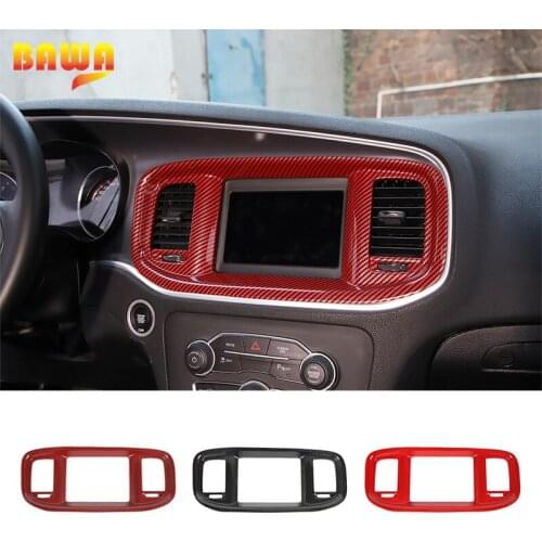 BAWA Interior Mouldings for Charger 2015+ Car Navigation Panel Decoration Cover Sticker for Dodge Charger 2015+ Accessories