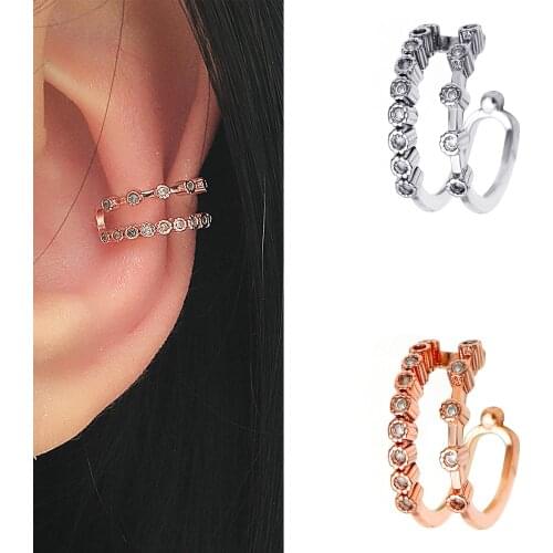 1 PCS Trendy Alloy Zircon Hollow Open C Shape Ear Non Pierced Clip Earring Fashion Small Gold Color Ear Cartilage Cuff Jewelry