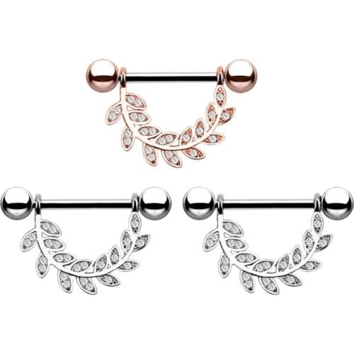 Women Titanium Barbell Nipple Ring Piercing Bar Rings Jewelry Creative Punk Body Jewellery High Quality Zircon Heart Rings