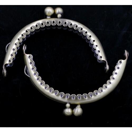 10PCS Bronze Tone 8.5cm Arch Metal Purse Frame Kiss Clasps Buckles Handle Sewing Holes Double Ball Head DIY Luggage Bag Hardware