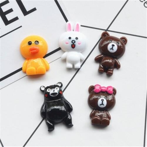 2 Pcs Cute Mini Bear Clay Flatback Charm Beads Doll House Phone Case Decoration Funny Children Toys DIY