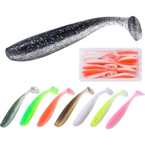 20 pcs/set 6cm / 1.5g Artificial Lure Bait Two-color Soft T tail Sea fishing Bionic Bait Fishing Tackle Accessories