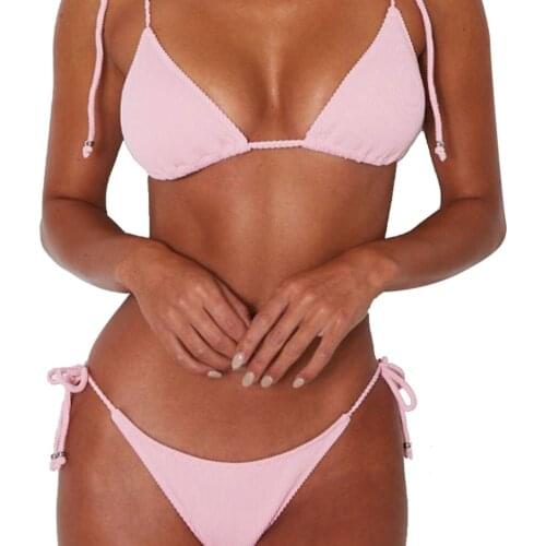 2021 Sexy Solid Bikini Swimsuit Women High Waist Bikini Set Two Piece Swimwear Female Push Up Bathing Suit Summer Bather Biquini