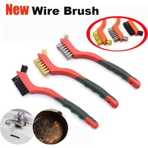 3PCS Mini Gas Stove Cleaning Brush Stainless Steel Brass Nylon Corner Window Groove Cleaning Polishing Brush Home Cleaning Tools