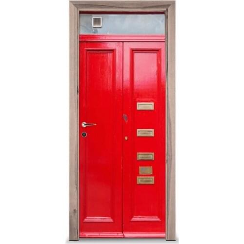 3D Door Sticker Red Gate Wall Sticker DIY Door Cover Kitchen Home Decoration Accessories Modern 3d Wall Stickers