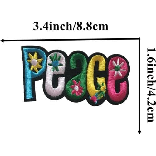 5 Pieces Letters Floral PEACE Embroidered Iron on Patches DIY Sewing Embroidery Badges Clothes Appliques Decoration Crafts