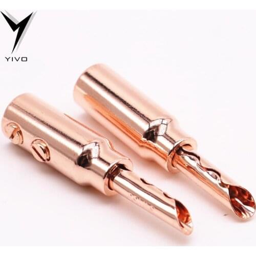 8pcs Hi-end HiFi 0668-CU-R Audio Video Red Pure Copper plating silver banana Plug Connector