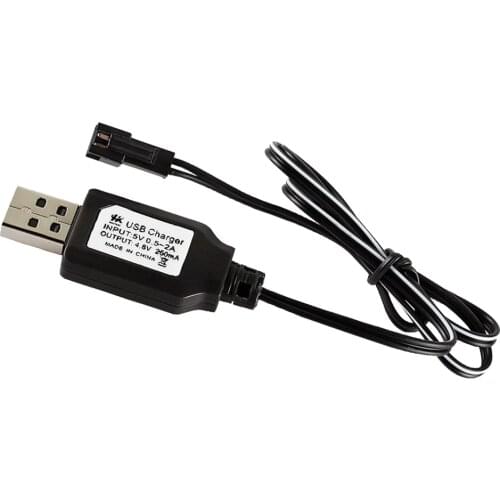 80 cm 4.8 V Black ABS + Metal USB Charging Cable 250 mA SM Connector Plug for RC Model Battery