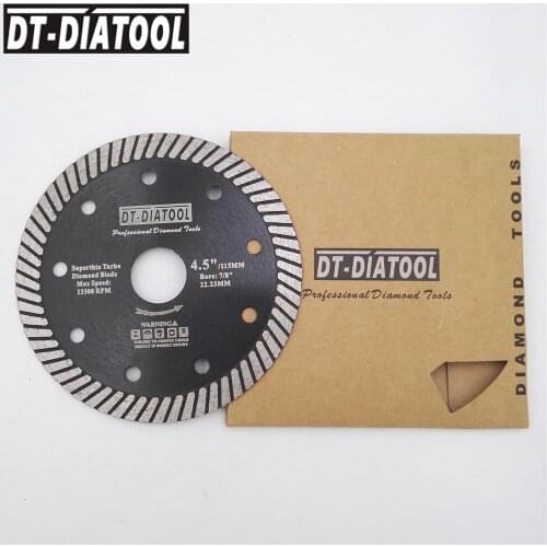 DT-DIATOOL Diamond Cutting Disc Hot Pressed Super Thin Turbo Wheel Saw Blades bore 22.23mm For Ceramic Tile Dia 115mm/4.5inch