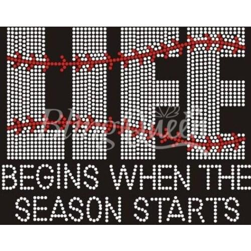 BlingQueen 25PCS/LOT Korean Rhinestone Iron On Transfers Baseball Design