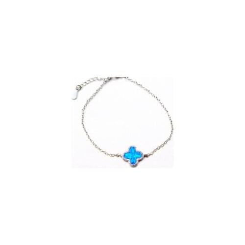 Blue White Fire Opal Bracelet For Women Girls White Crystal Heart Love Shape Hand Chain Gift
