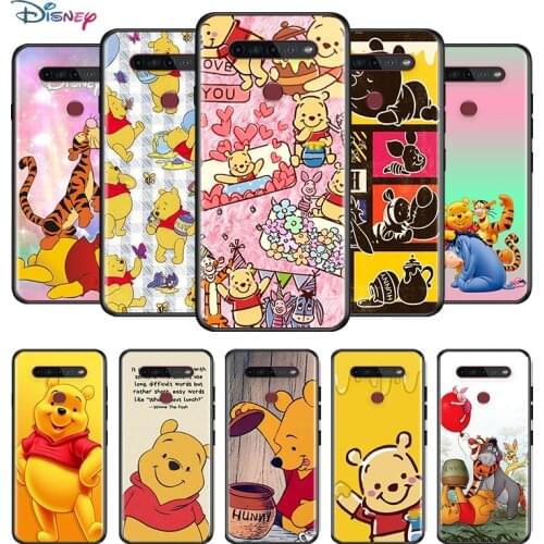 Disney Cartoon Animation Pooh Bear For LG K92 K71 K62 K61 K52 K51S K50S K42 K41S K40S K31 K30 K22 TPU Silicone Black Phone Case