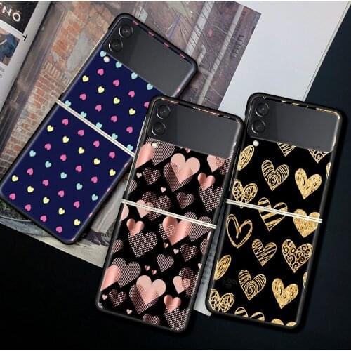 For Samsung Galaxy Z Flip 3 5G Case Luxury Matte Black Hard Phone Cover ZFlip 3 Shockproof Fundas Shell Cute Love Your Heart Sac