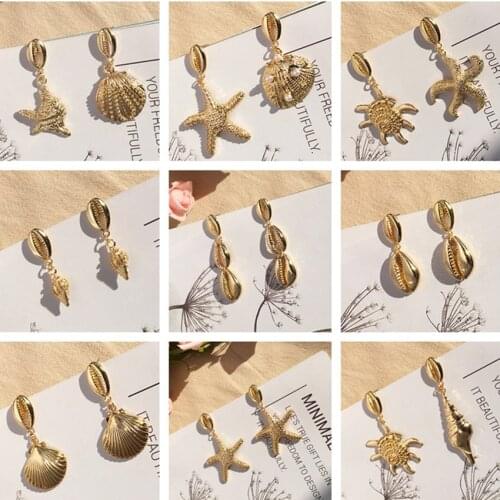 Cxwind Ocean Seriese Earring Sea Conch Shell Dangle Earrings Jewelry for Women Summer Gifts Wedding Statement Heart Paw Earrings