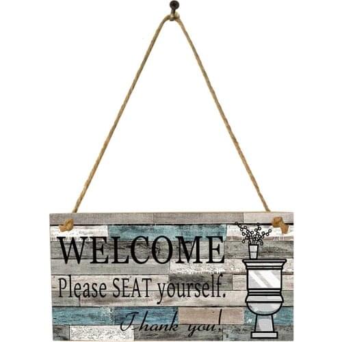 Printed Wood Plaque Sign Wall Hanging Welcome Sign Wall Art Sign Toilet Bathroom Bars Clubs Door Decoration Wall Hanging Decor