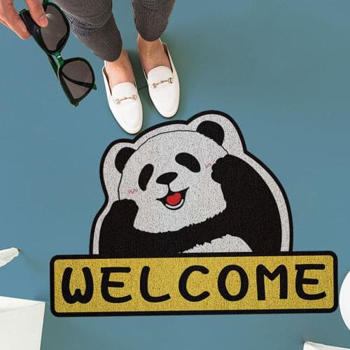 Welcome Doormat Cute Panda Entrance Hallway Rectangle Printed Non-Slip Floor Rugs Front Door Mat Outdoor Rugs Carp Mat Rug