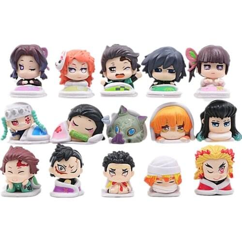 15pcs/set Demon Slayer Kimetsu No Yaiba Kamado Tanjirou Agatsuma Zenitsu PVC Action Figure Model Toy for Kid Xmas Birthday Gifts