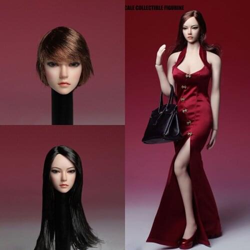 1/6 Asian Beauty Head Sculpture SUPER DUCK SDH002 Female Soldier Head Carving Fit 12'' Action Figure Body