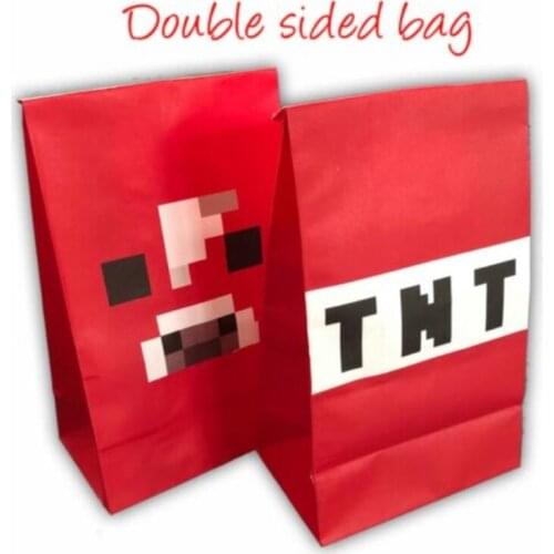 Mining Pixel Game Birthday Party Decorations Disposable TNT Bag Tableware Sets Kids Birthday Event Party TNT Popcorn bag